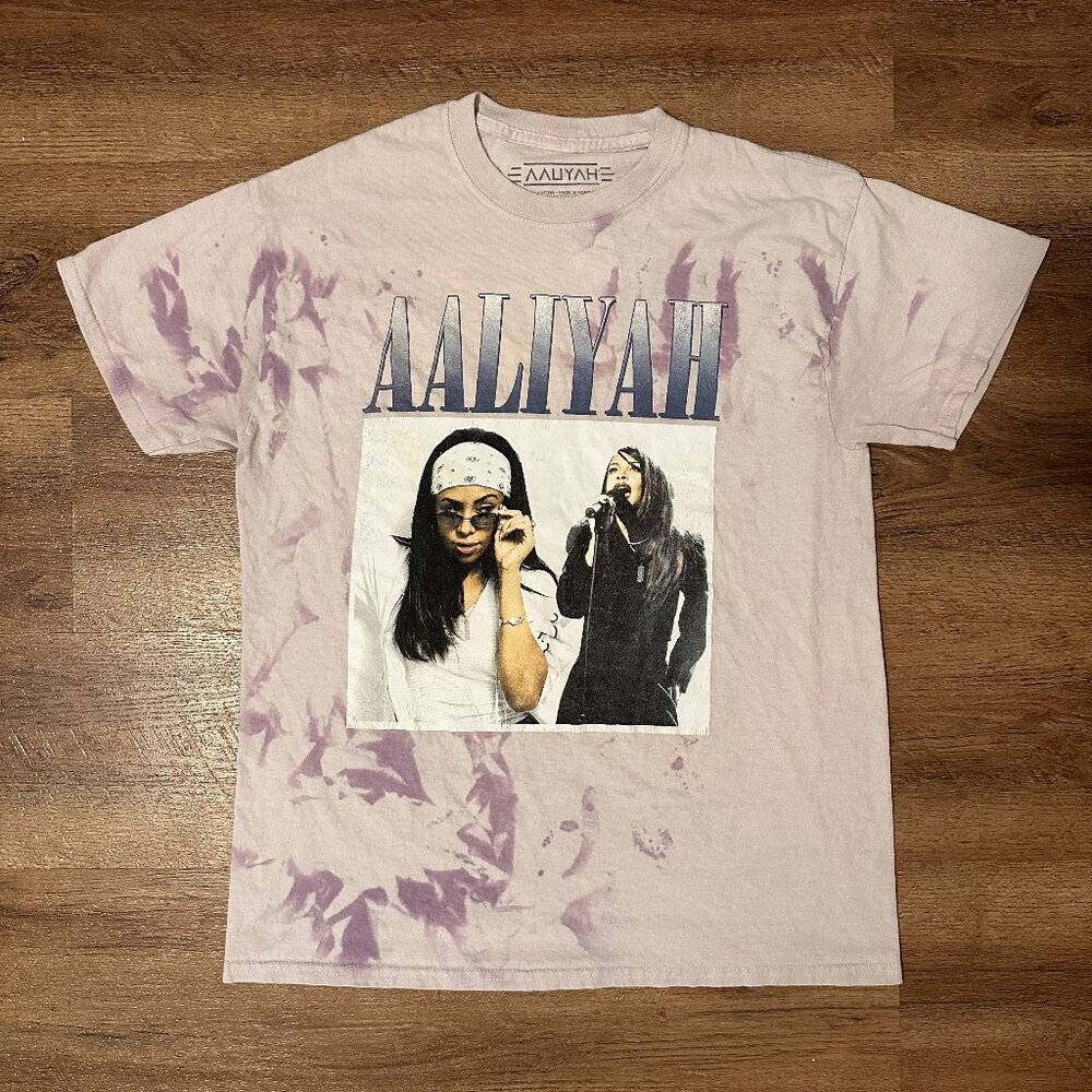 Aaliyah Short Sleeve Medium Purple Tie Dye Cotton Graphic R&B Music T Shirt